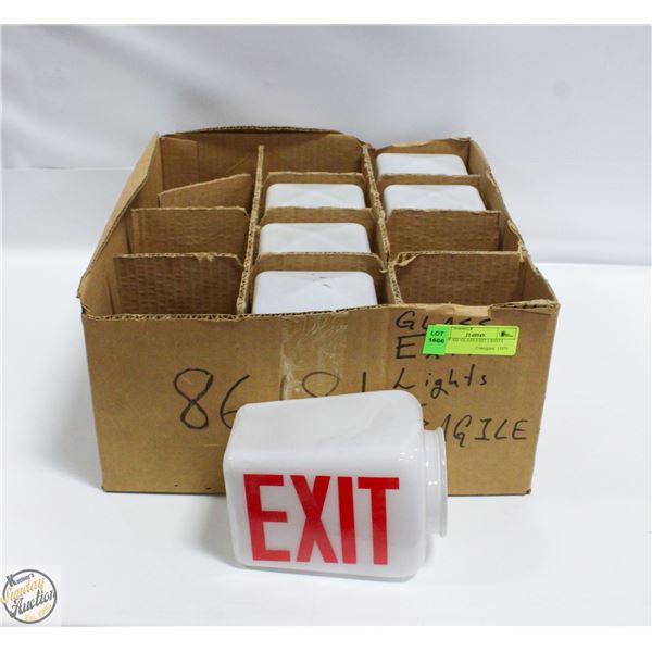 LOT OF GLASS EXIT LIGHTS