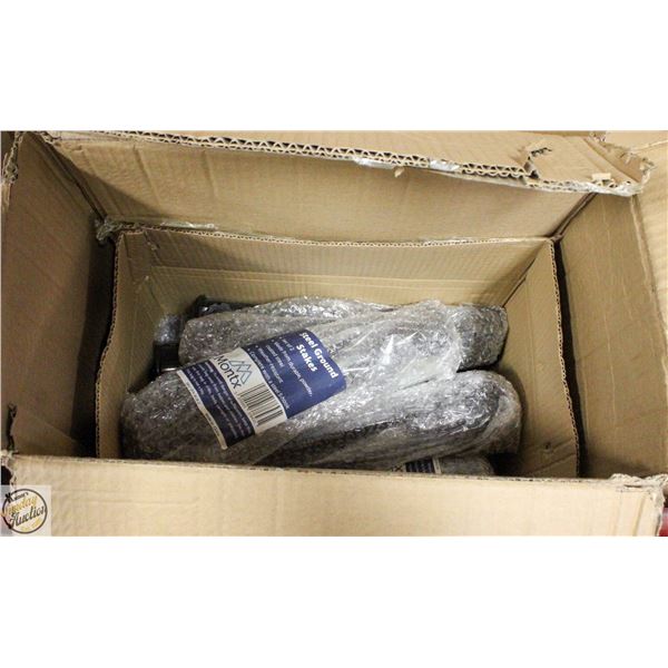 CASE OF 12 BLACK METAL GARDEN STAKES