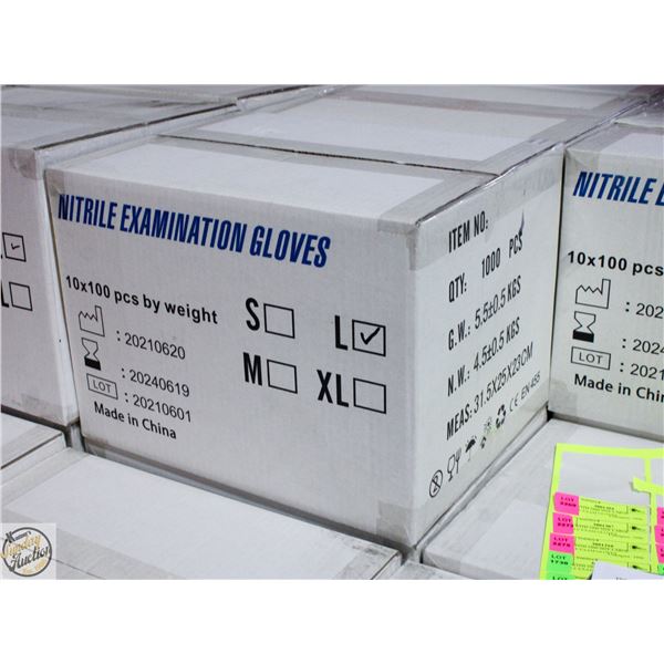 CASE WITH 1000 SIZE LARGE NITRILE EXAM GLOVES