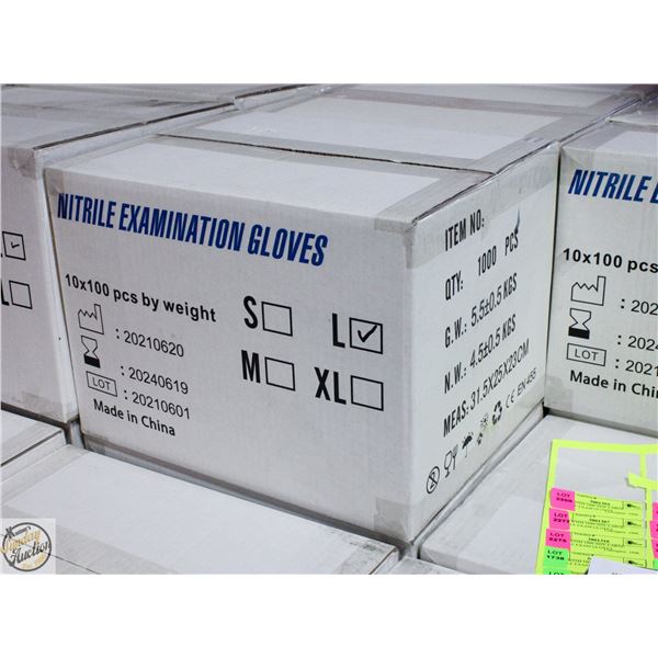CASE WITH 1000 SIZE LARGE NITRILE EXAM GLOVES
