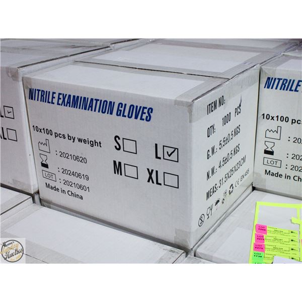 CASE WITH 1000 SIZE LARGE NITRILE EXAM GLOVES