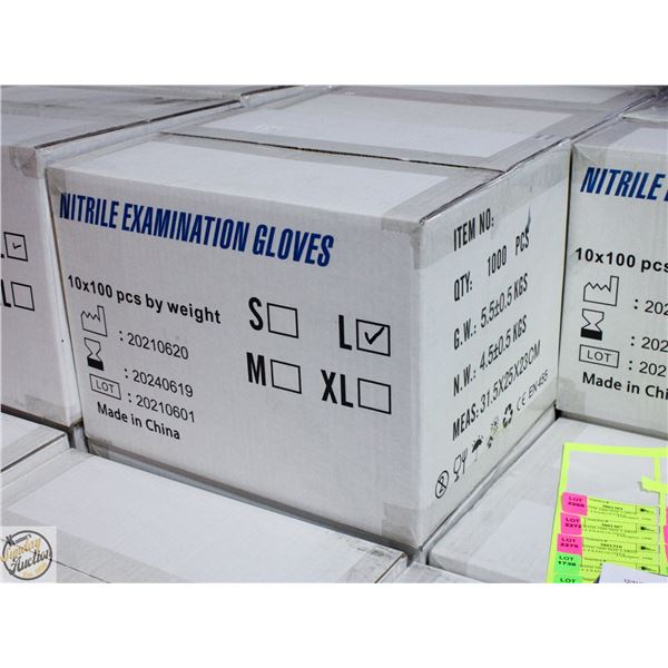 CASE WITH 1000 SIZE LARGE NITRILE EXAM GLOVES