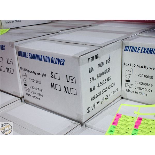 CASE WITH 1000 SIZE LARGE NITRILE EXAM GLOVES