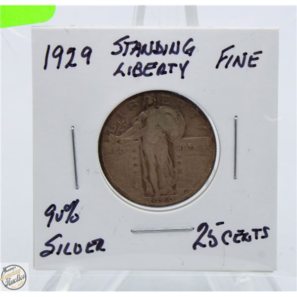 1929 90% SILVER 25 CENTS