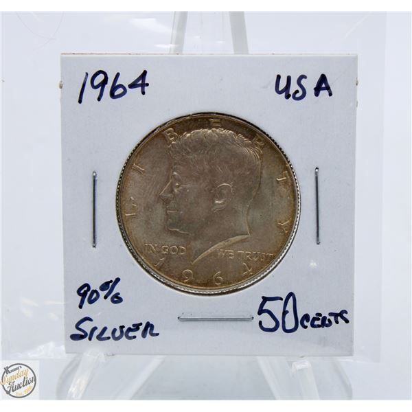 1964 90% SILVER KENNEDY 50 CENTS