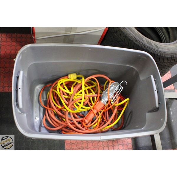 TOTE WITH EXTENSION CORDS AND TROUBLE LIGHT