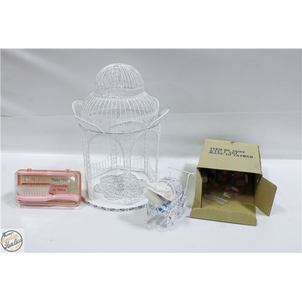WHITE BIRDCAGE DECOR SOLD WITH DOLL BRUSH