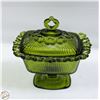 Image 1 : VINTAGE GREEN GLASS BUTTER DISH