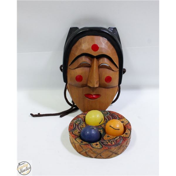 WOODEN MASK AND CANDLE DECOR