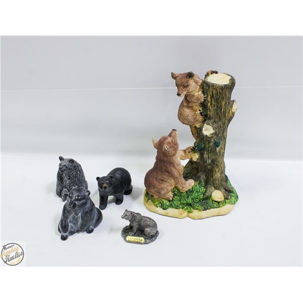 LOT OF BEAR FIGURES - SOME ARE SOAP STONE