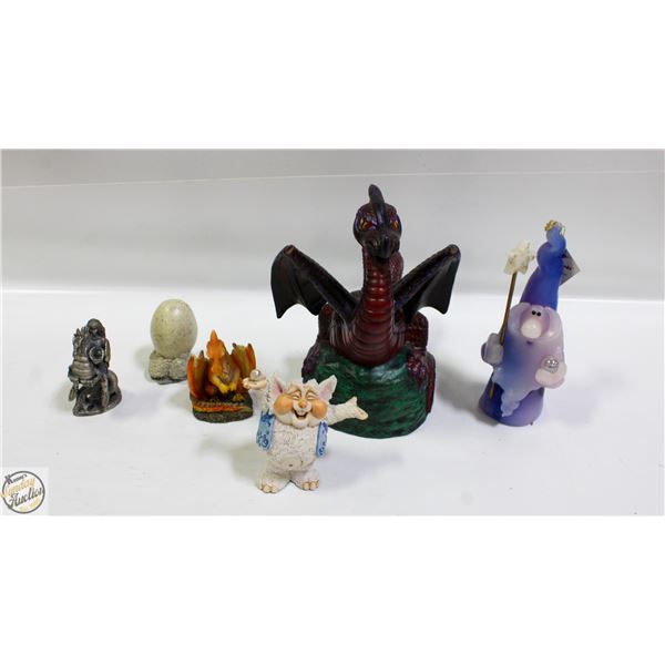 FLAT OF DRAGON AND WIZARD FIGURES