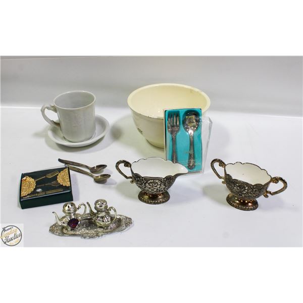 FLAT OF VINTAGE ESTATE SILVER PLATE MINIATURE