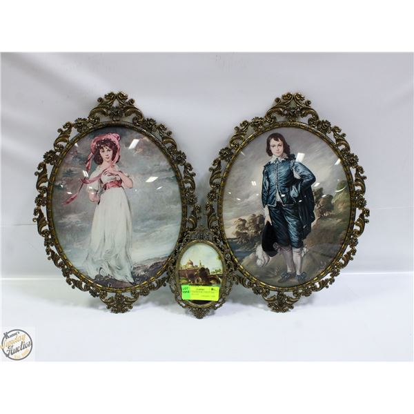 ORNATE FRAMED BLUEBOY AND PINKY - 3PC LOT