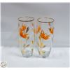 Image 1 : VINTAGE PAIR OF CLEAR GLASS HANDPAINTED VASES MADE