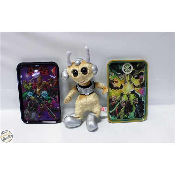 PAIR OF EPOXY POURED COMIC BOOK THEMED TRAYS