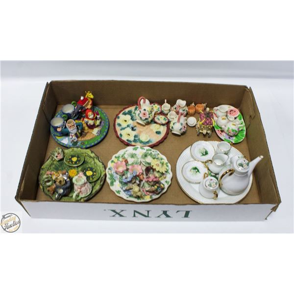 6 ASSORTED MINIATURE TEASETS - CERAMIC AND MILK