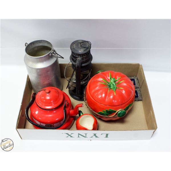 FLAT OF ESTATE DECOR INCLUDES FOLK ART, LANTERNS