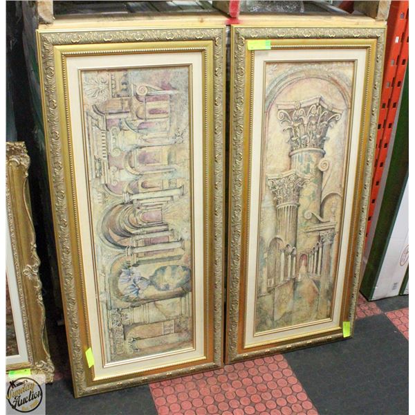 PAIR OF ORNATELY FRAMED ARCHITECTURAL CANVAS PRINT