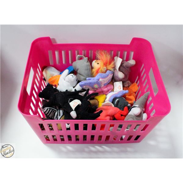 BASKET OF 1990S MINI TY PLUSHIES