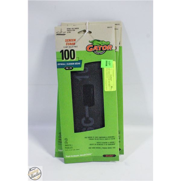 (3) NEW 2PKS GATOR 100 GRIT SANDING SHEETS