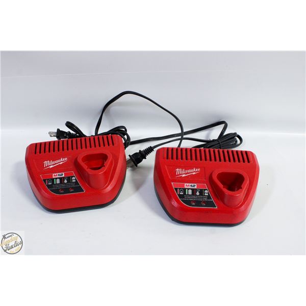 MILWAUKEE M12 CHARGERS SET OF 2