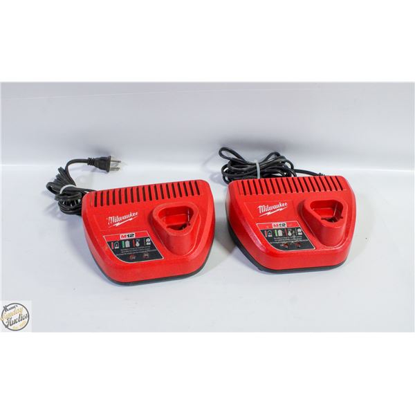 MILWAUKEE M12 CHARGERS SET OF 2