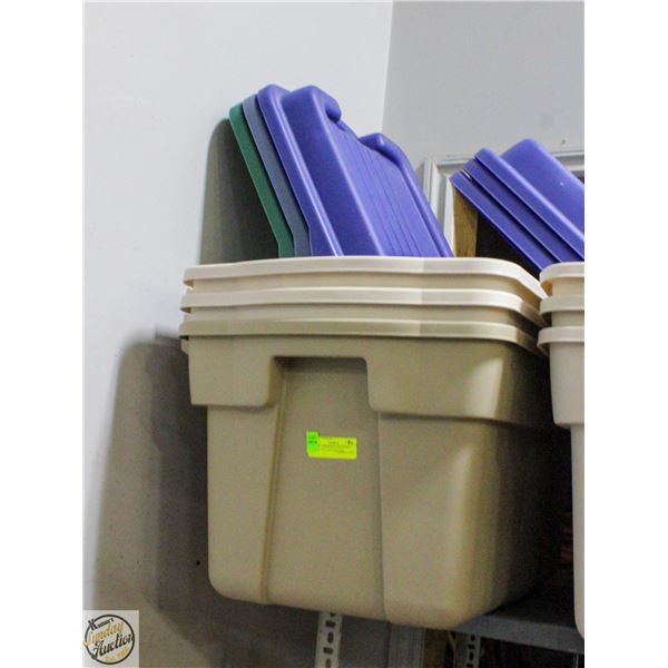 LOT OF 3 RUBBERMAID EXTRA LARGE WITH HINGED LIDS