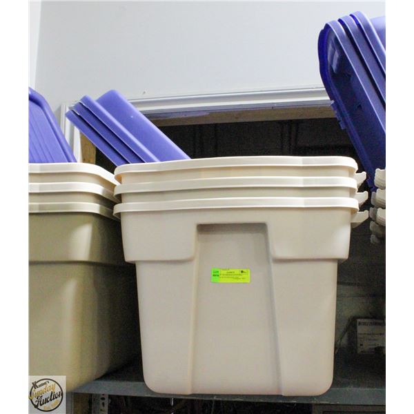 LOT OF 3 RUBBERMAID EXTRA LARGE WITH HINGED LIDS