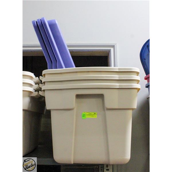 LOT OF 3 RUBBERMAID EXTRA LARGE WITH HINGED LIDS