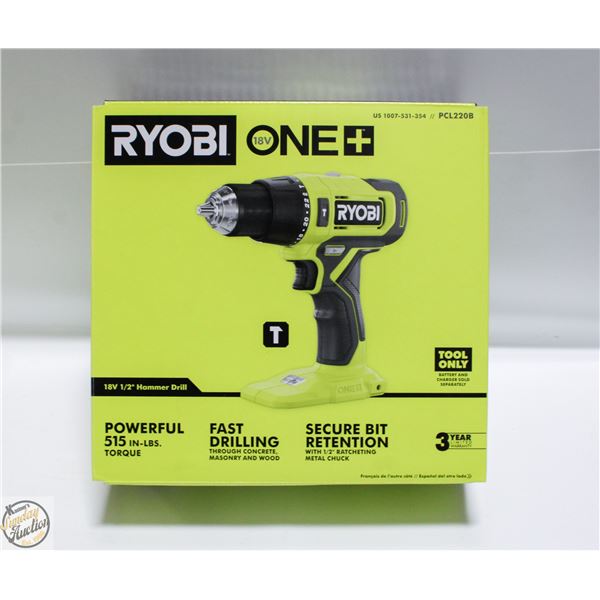 NEW RYOBI ONE 18 VOLT 1/2 HAMMER DRILL