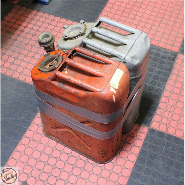 2 METAL JERRY CANS WITH SPOUT