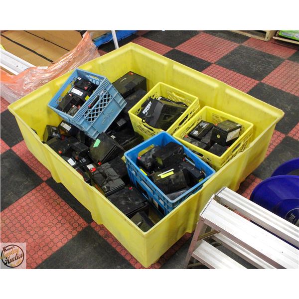 BIN OF VARIOUS SIZE AND CAPACITY BATTERIES