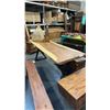 Image 2 : EXOTIC LIVE EDGE DINING TABLE WITH METAL BASE 79" X 28"
