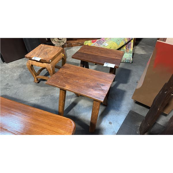 2 EXOTIC RECLAIMED HARDWOOD SIDE TABLES