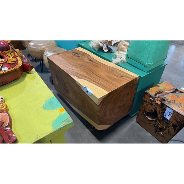 EXOTIC LIVE EDGE BLOCK TABLE 33" X 18"