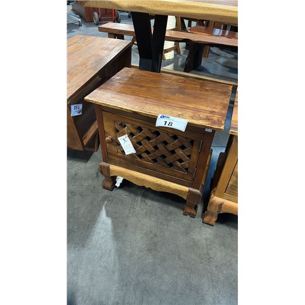 SUAR WOOD HAND CARVED CABINET/SIDE TABLE D14" X W20" X H20"