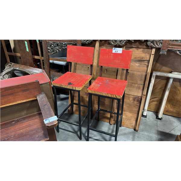 2 BAR HEIGHT STOOLS AND 60"W DRESSER SUAR WOOD AND TEAK MADE IN THAILAND