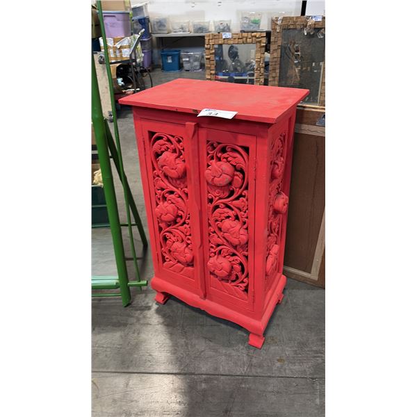 RED SUAR WOOD AND TEAK CARVED CABINET 20 X 45" MADE IN THAILAND
