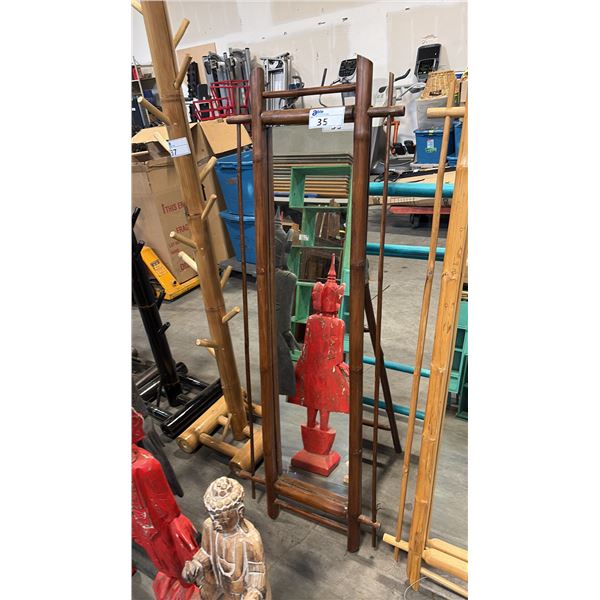 DARK BROWN BAMBOO FRAME STAND ALONE MIRROR W21" X H59"