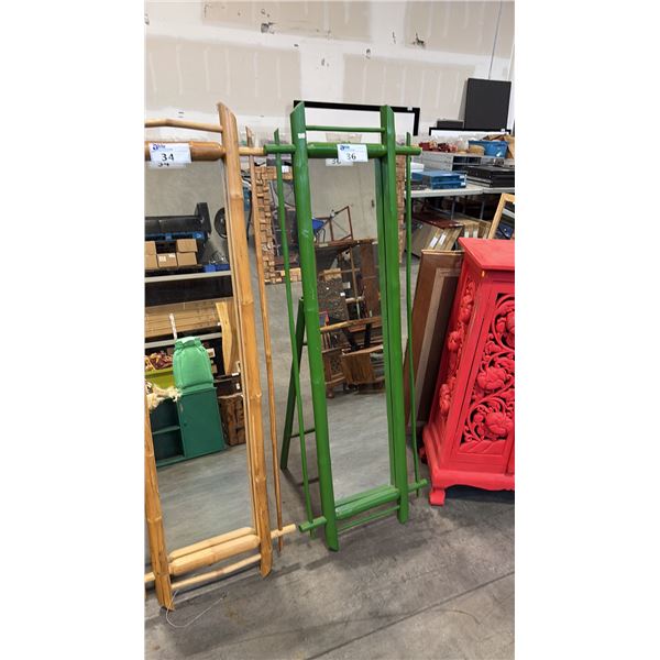 GREEN BAMBOO FRAME STAND ALONE MIRROR W21" X H59"