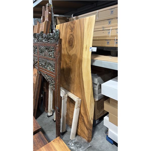 EXOTIC LIVE EDGE DINING TABLE WITH METAL BASE D44" X W71" X  THICKNESS 4" - BASE WELDING ISSUE