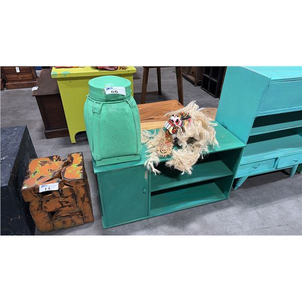 TEAL 40"W CABINET, MASK AND DECOR