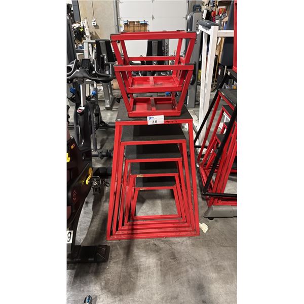 RED METAL SET OF 7 PLYOMETRIC BOXES