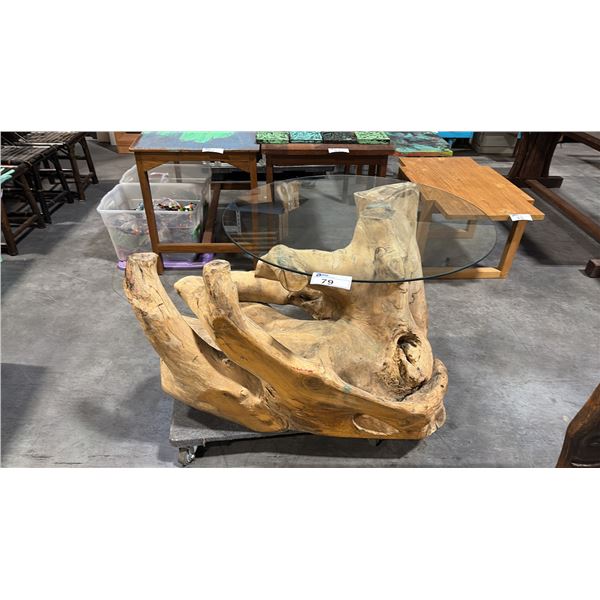 TEAK ROOT COFFEE TABLE D36" X W44" X H26"