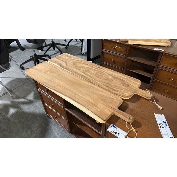2 EXOTIC WOOD CHARCUTERIE PADDLE BOARDS 39"L