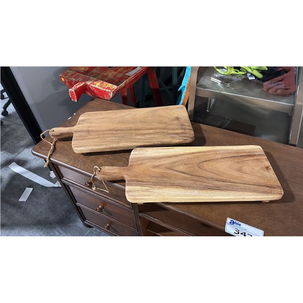 2 EXOTIC WOOD CHARCUTERIE PADDLE BOARDS 24"L