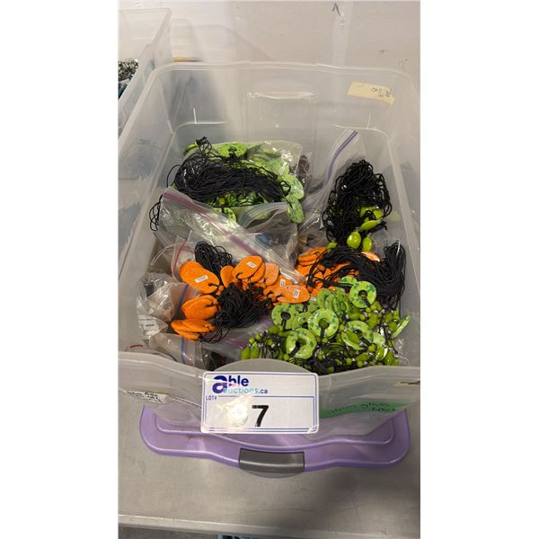 BIN OF ASSORTED STRING GLASS NECKLACES