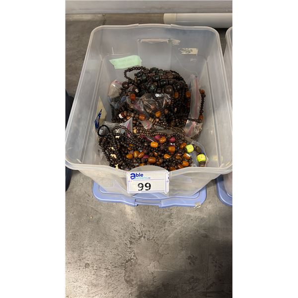 BIN OF MISC ITEMS INCL JAVAN NECKLACES
