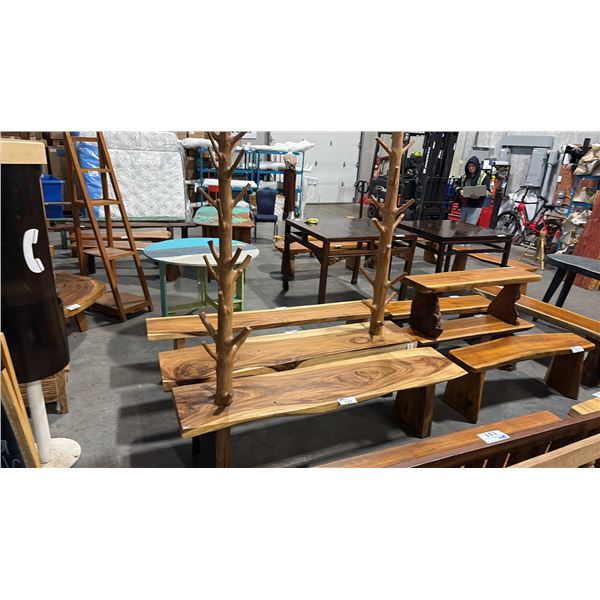 EXOTIC SUAR WOOD BENCH/COAT TREE D17" X W71" X H82"
