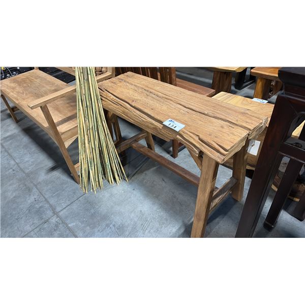 RECLAIMED HARDWOOD HALL TABLE 40"W AND BUNDLE OF NATURAL BAMBOO STAKES